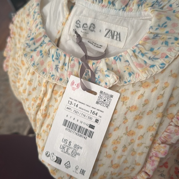 SEA NY X Zara Patchwork Cotton Dress Girls Blush/Yellow/ Blue NWT Size 13-14 - Picture 7 of 7